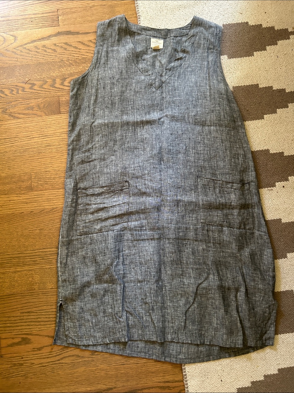 Vikolino Linen Shift Dress in Heathered Gray medium/large